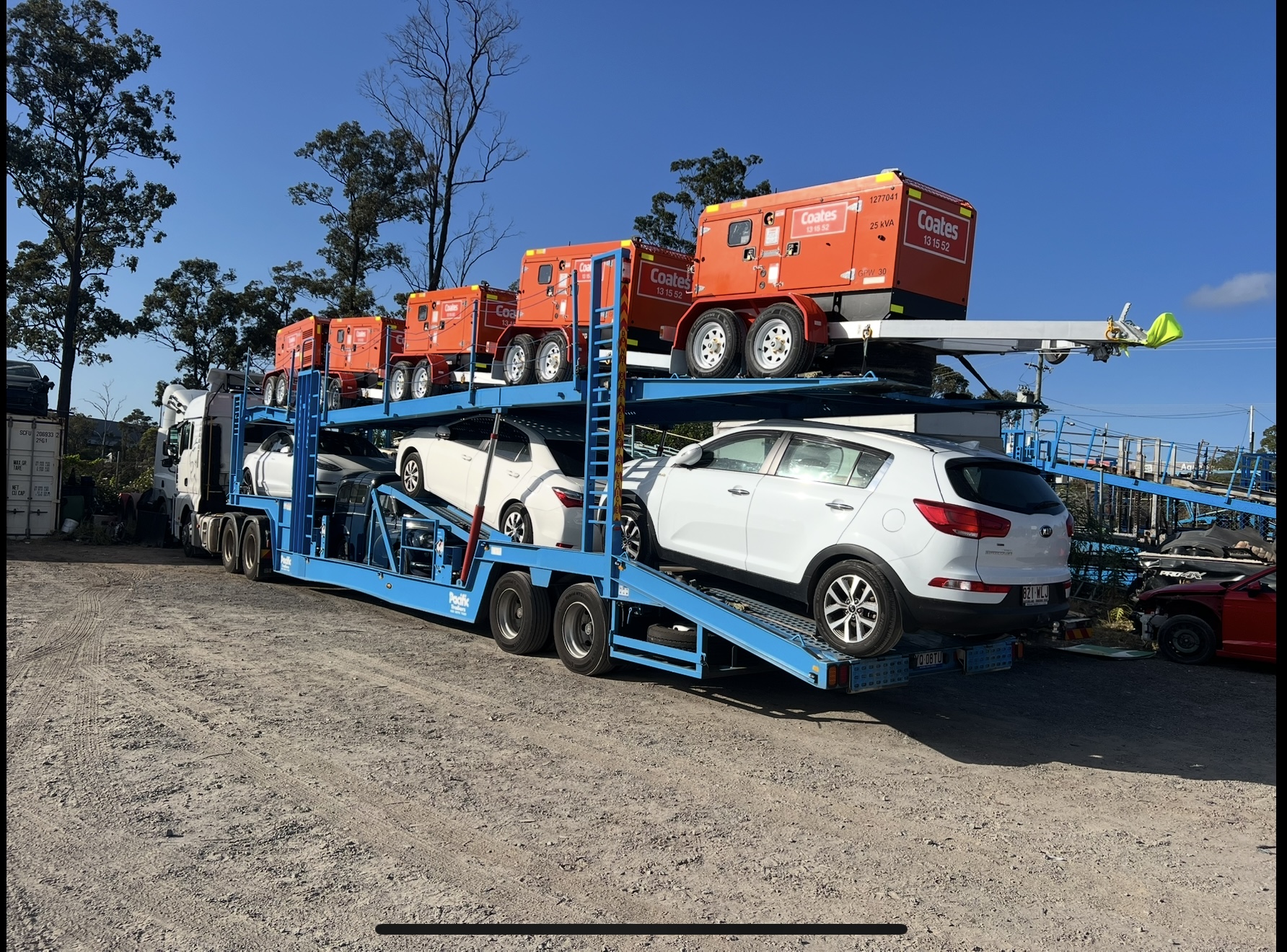 Auto Mover Car Carrier Transporting Multiple Vehicles Interstate