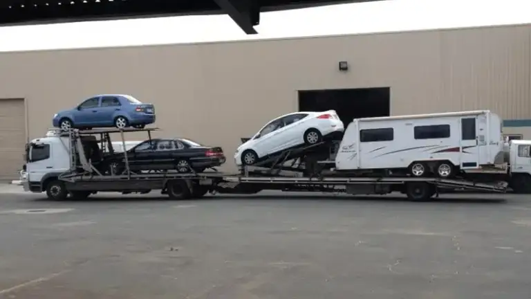 Caravan and trailer transport on car carrier