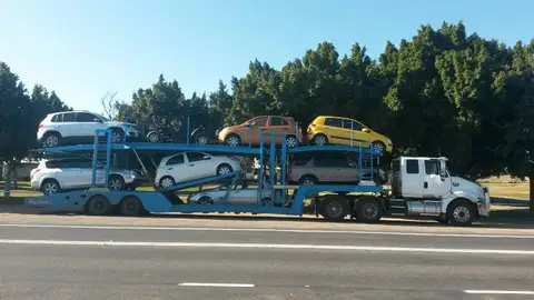 Auto Mover Car Carrier with Multiple Vehicles in Transit