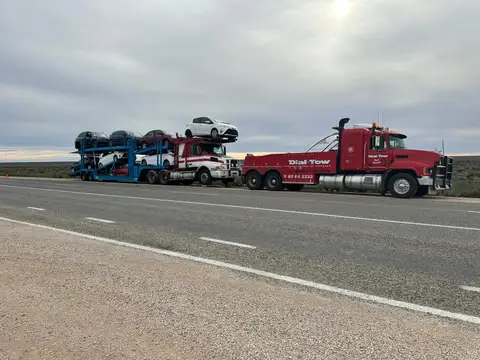 Auto Mover Car Carrier with Multiple Vehicles on Highway