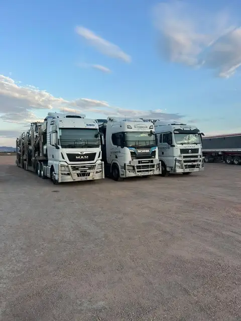 Auto Mover Fleet of Heavy Haulage Trucks Ready for Transport