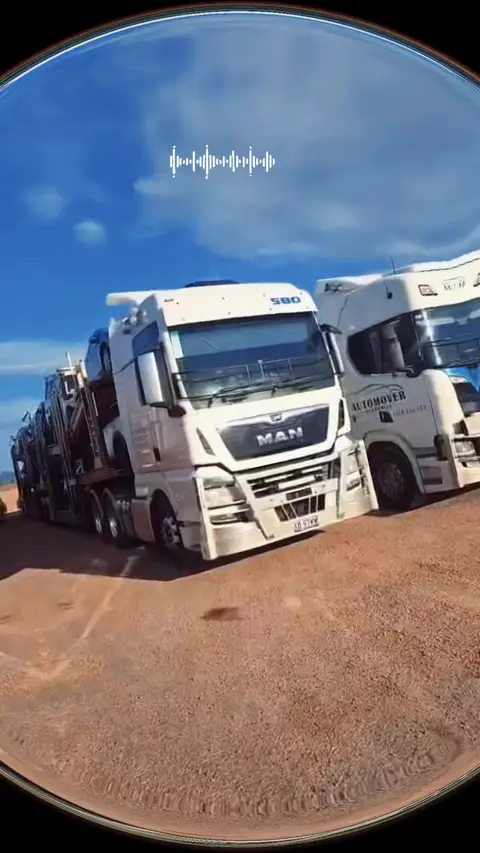 Auto Mover Fleet of Heavy Truck Transporters Desert Operations