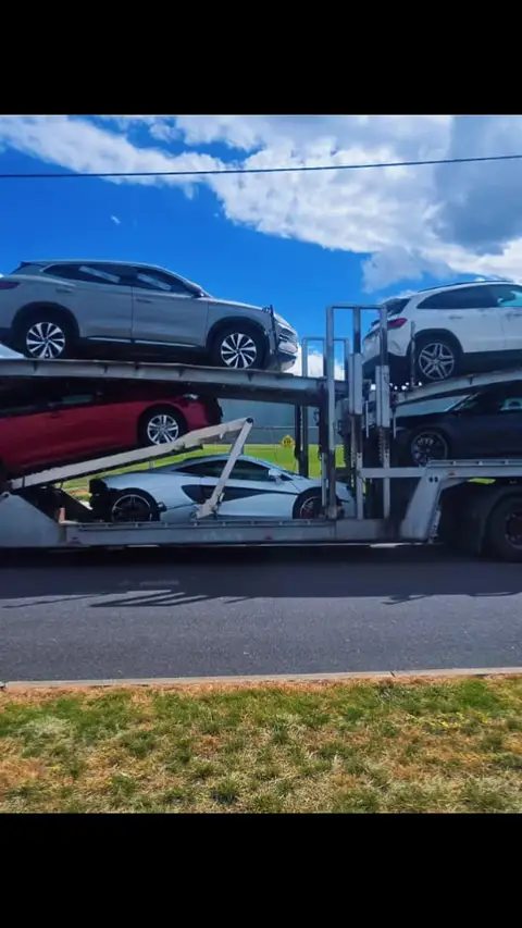 Auto Mover Multi-Level Car Carrier with Five Vehicles Loaded