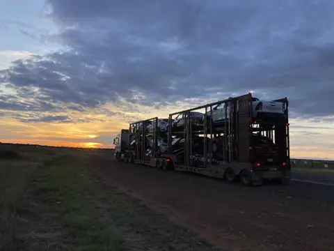 Auto Mover Multi-Vehicle Car Carrier at Sunset