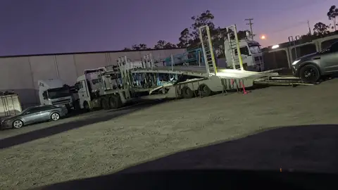 Auto Mover Multi-Vehicle Transport Fleet Operations at Night