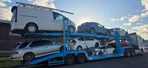 Loaded Car Carrier Trailer with Multiple Vehicles