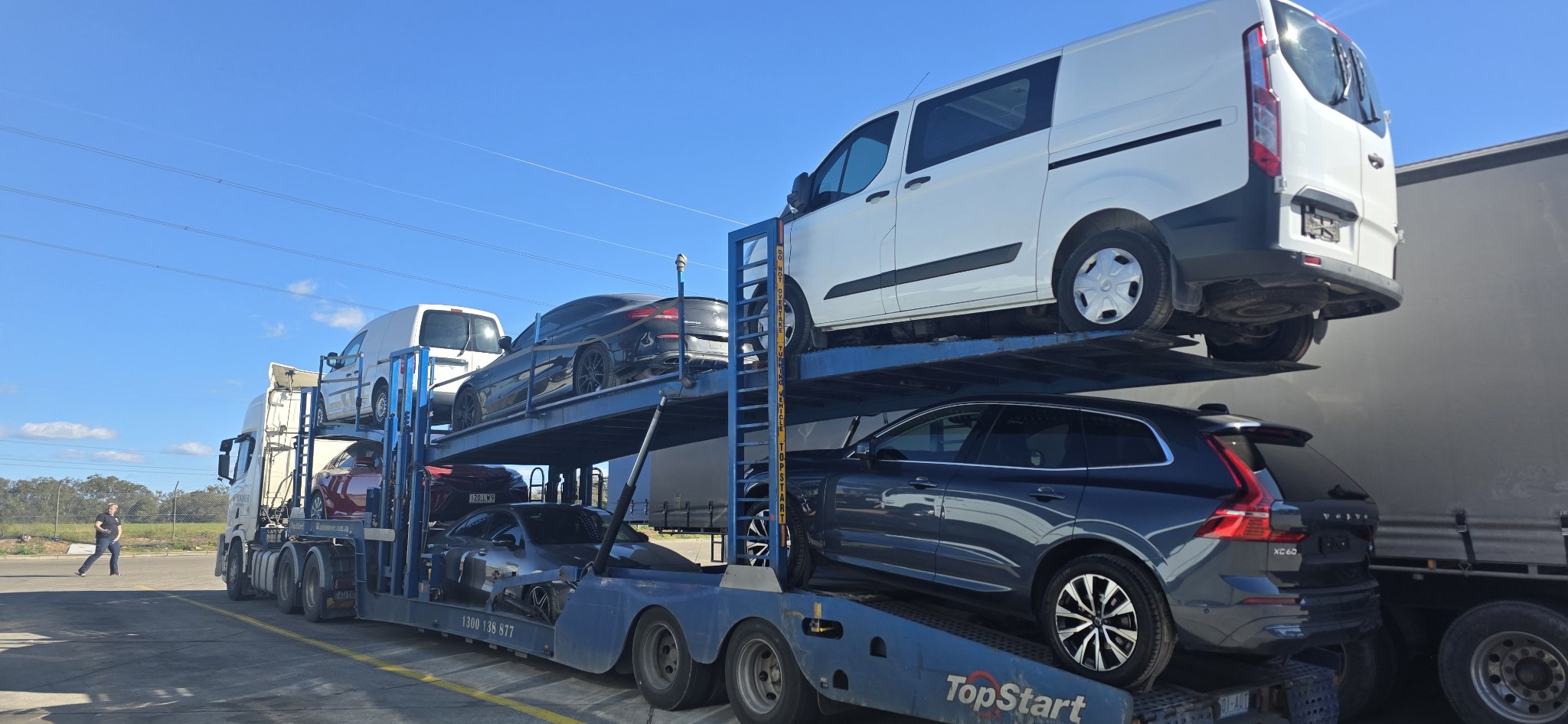 Multi-Level Car Carrier Loaded with Vehicles