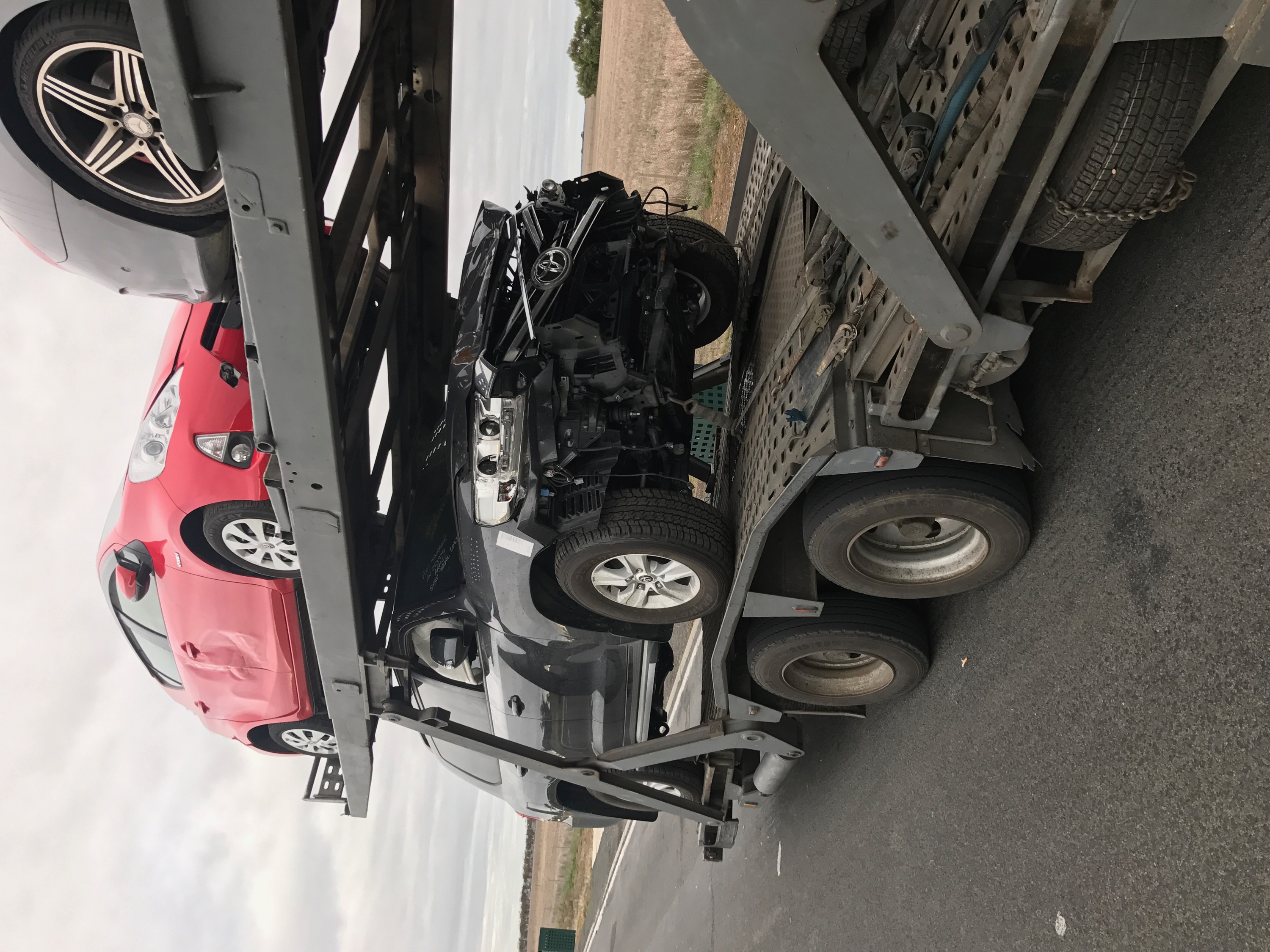 Auto Mover Double Deck Car Carrier with Damaged Vehicle