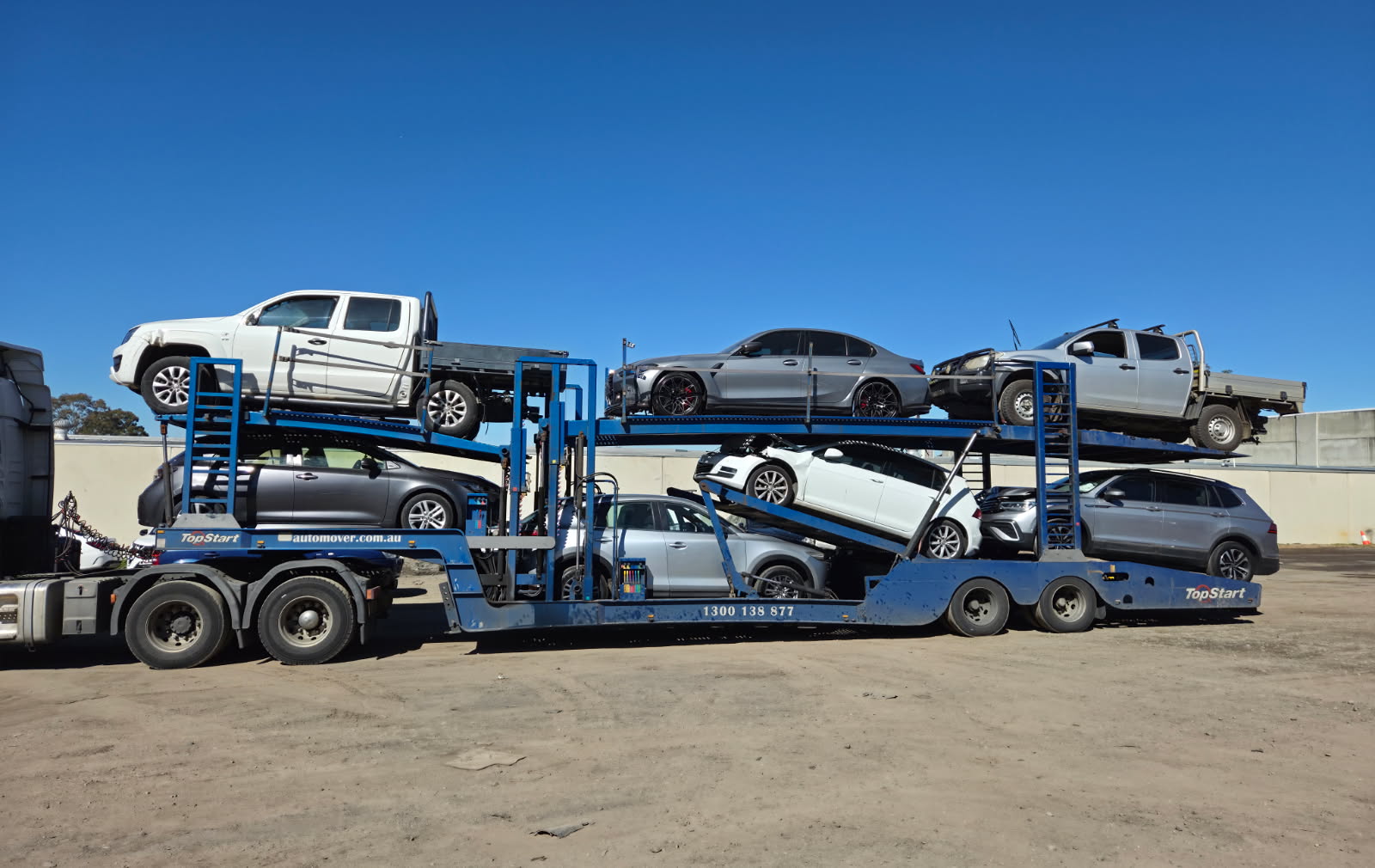 Double-decker car carrier loaded with vehicles