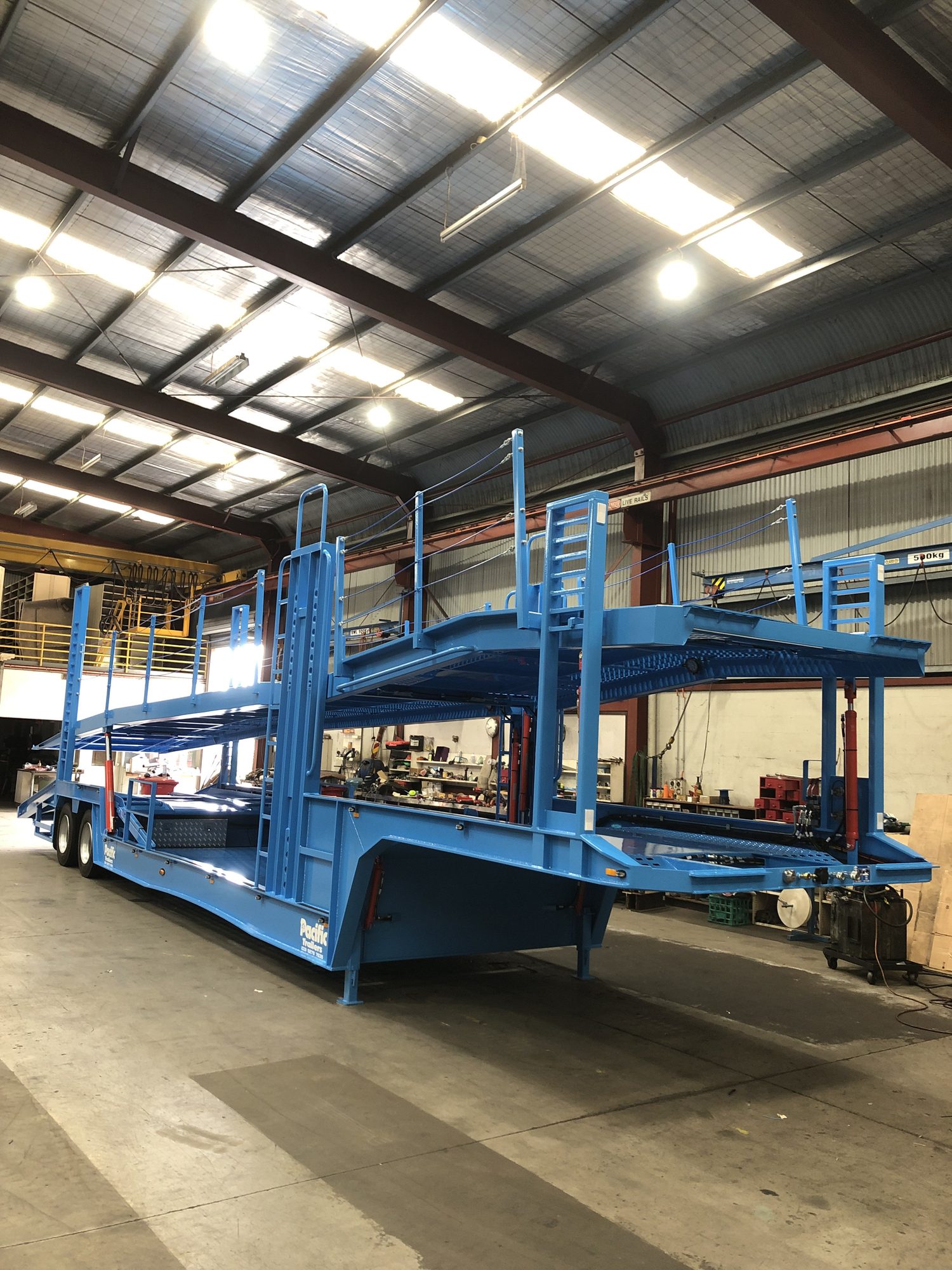 Auto Mover Multi-Deck Car Carrier Trailer Inside Warehouse