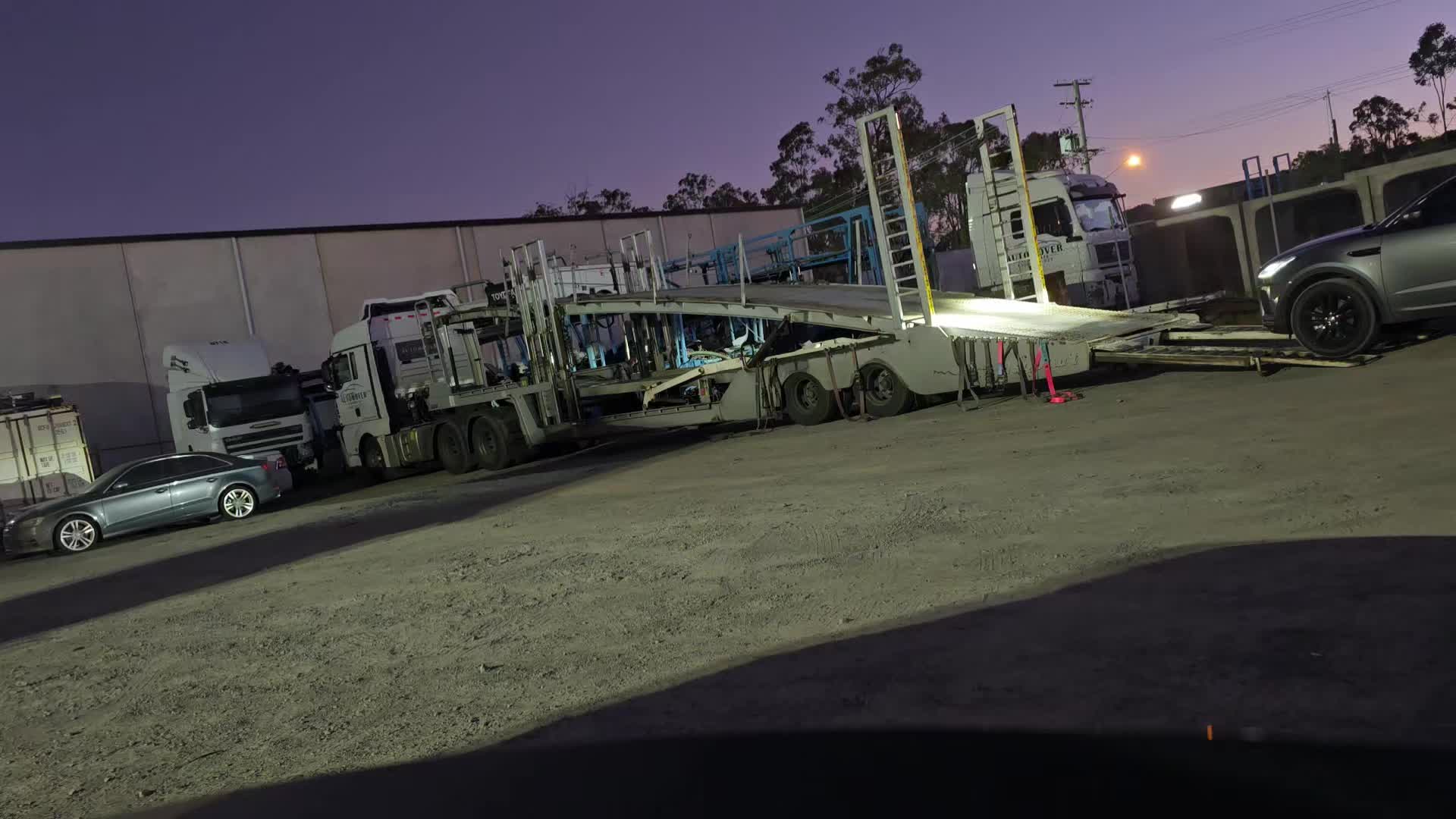 Auto Mover Multi-Vehicle Transport Fleet Operations at Night