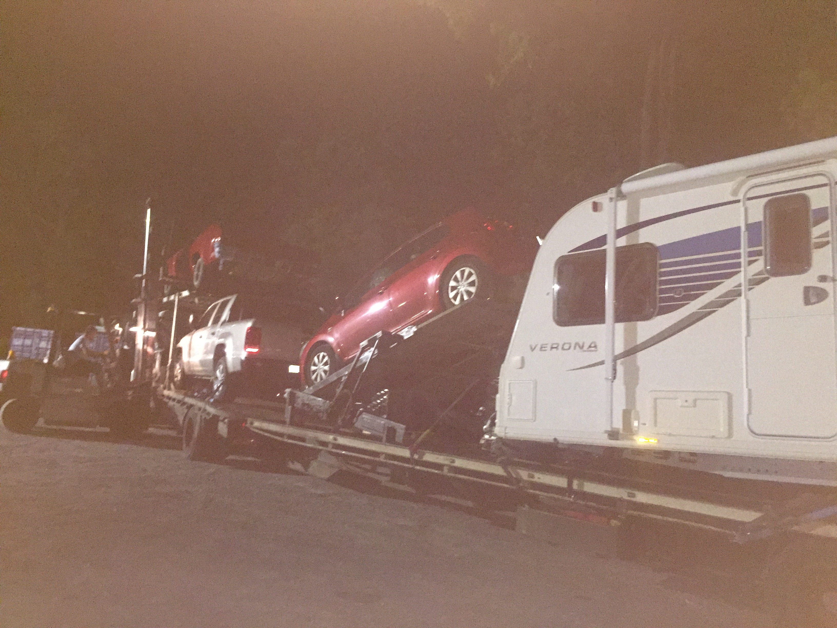 Auto Mover Multiple Vehicle Transport at Night