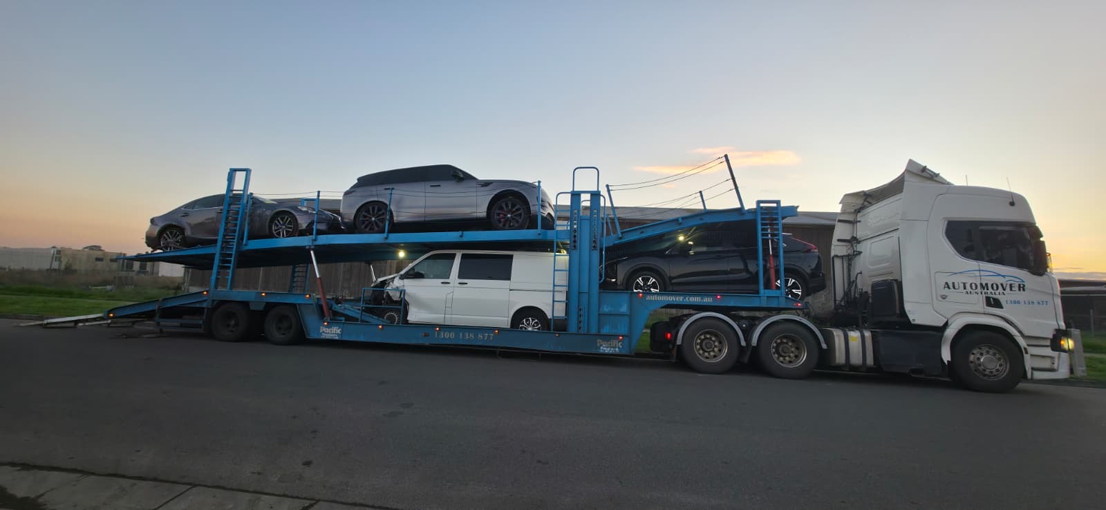Car Carrier Truck Transporting Mixed Vehicle Load
