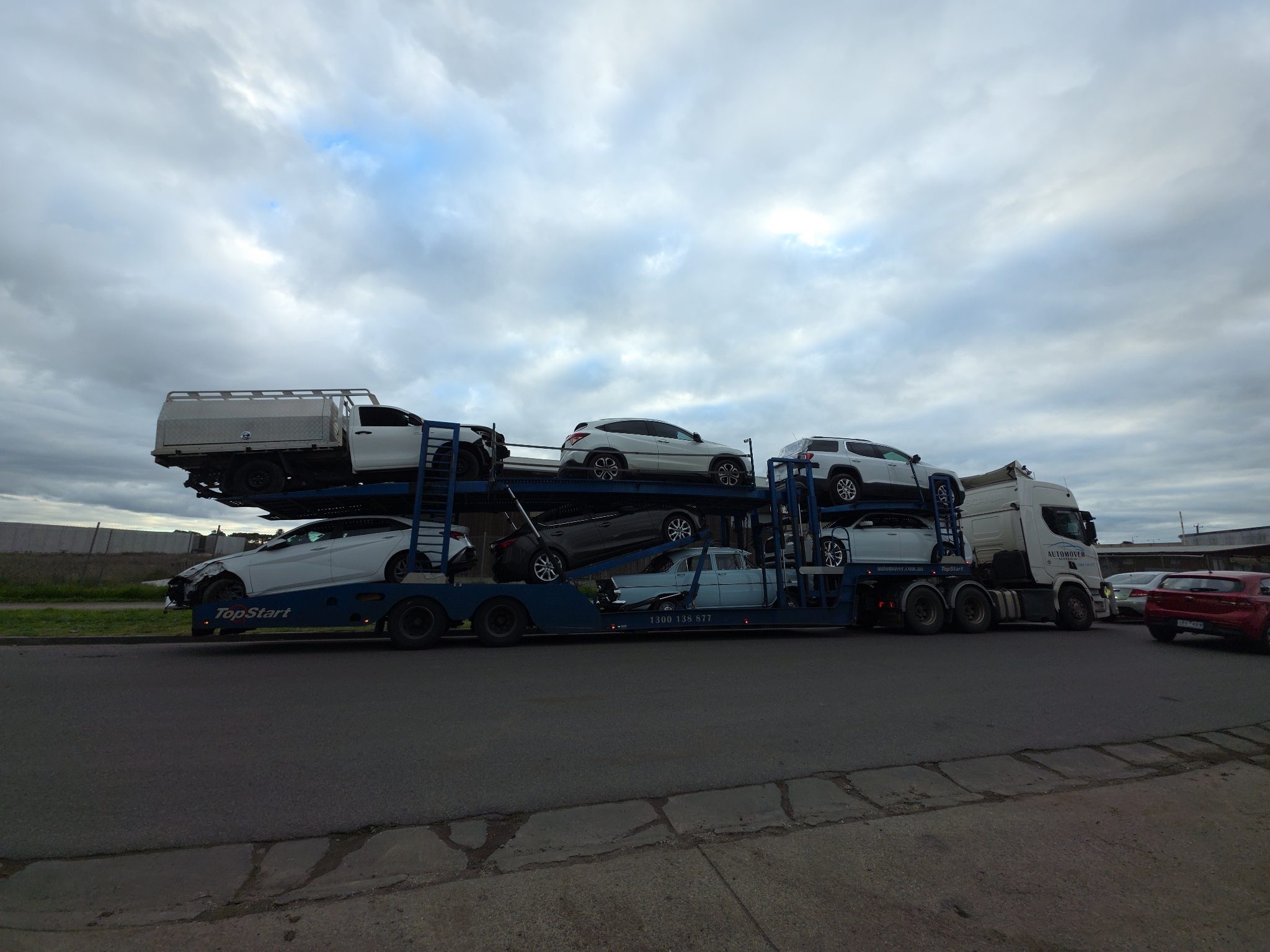 Multi-Level Car Carrier Loaded With Mixed Vehicles